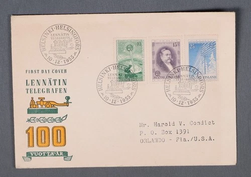 MayfairStamps Finland FDC 1955 Telegraph Anniversary Combo First Day Cover aaw_7