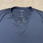 Proof Huckberry 72 Hour Merino Henley Shirt Men M Blue Short Sleeve Snap Navy