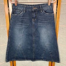 Unionbay Denim Mini Skirt Size 7 Blue Embellished Pockets Y2K Boho Indie Skirt