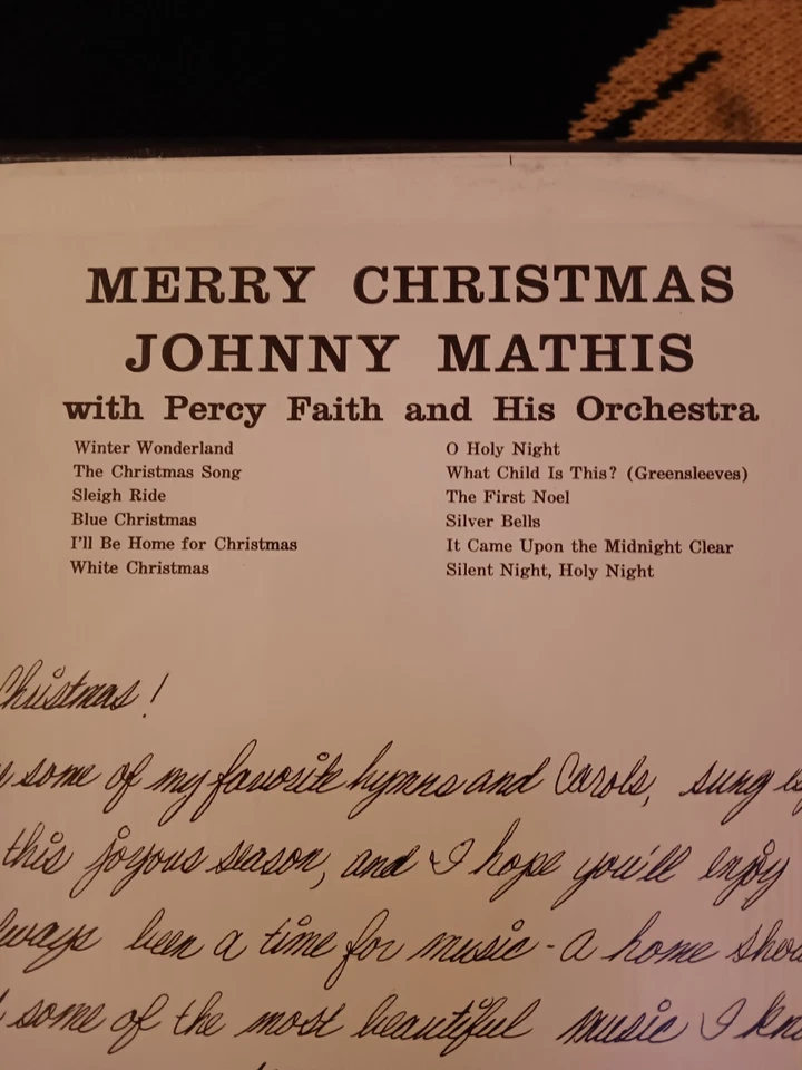 Johnny Mathis Merry Christmas Vinyl LP 1959 CS8021 1st Press Columbia Hi-Fi WOW! - Image 3 of 4