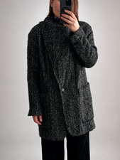 Isabel Marant Baby Alpaca Wool Bouclé Coat Grey Draped Collar Designer Jacket Si