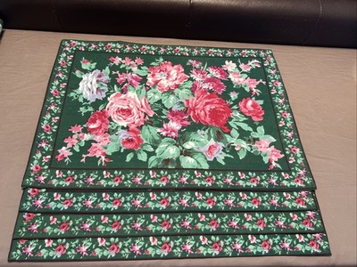 April Cornell Cottage Rose Canvas Cotton Placemat Set of 4 Ivy Green 14 x 19