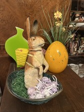 Candybox alter Osterhase Pappmaché zum befüllen aus Pappe mit Korb! Selten!
