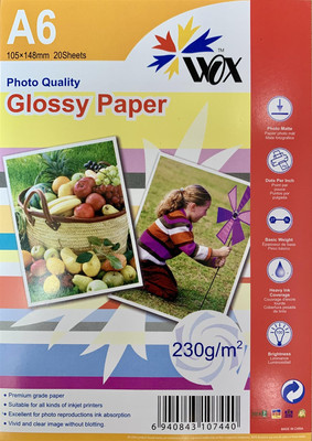 Fotopapier glänzend A6 6 x 4 10,5 x 14,8 cm 230 g/m² 20 Blatt Inkjetpapier