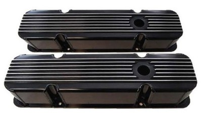 Racing Power Company RPC R6364BK 58-86 SB Chevy 283-350 Finned Valve Covers