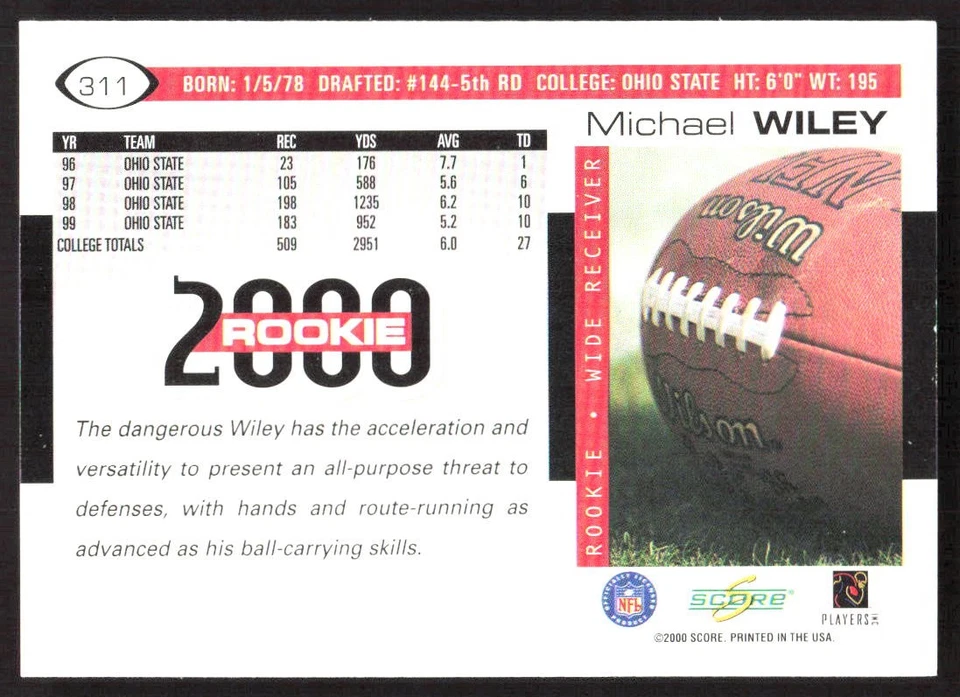 6212H 2000 Score #311 Michael Wiley - Image 2 of 2