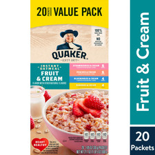Quaker Instant oatmeal fruit  cream Variety Pack   20 individual Packets...