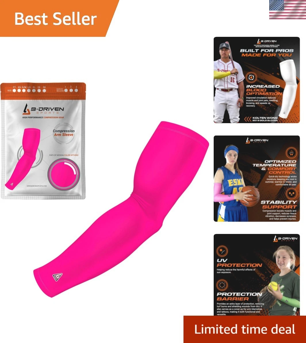 Pro-Fit Compression Arm Sleeve - Athletic Baseball Basketball, Football, Soft...