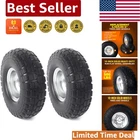 2-Pack 10-Inch Flat-Free Solid Rubber Tire Wheels for Hand Trucks & Garden Carts