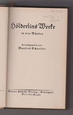 Hölderlins Werke. Bd. 1: Hyperion. Frühe Gedichte. Friedrich Hölderlin (Autor), 
