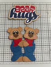 Valentines Bear HUGS premade paper piecing scrapbook diecut piece 3D