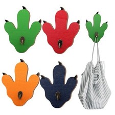 4 Pcs Wood Dinosaur Footprint Hooks Dinosaur Claw Wall Hooks Bright Color