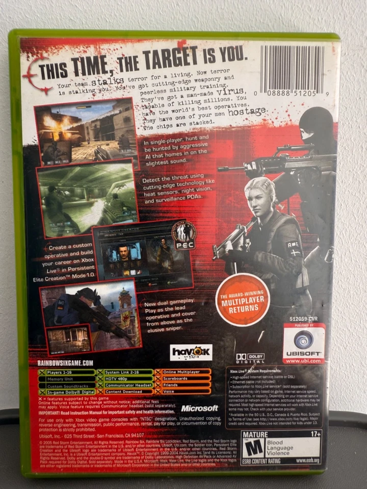 Tom Clancy's Rainbow Six Lockdown Microsoft Xbox Game with Manual Ubisoft - Image 3 of 3