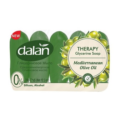 Dalan Mediterranean Olive Oil Glycerine Soap Bar, 5 Bars x 2.47oz Each