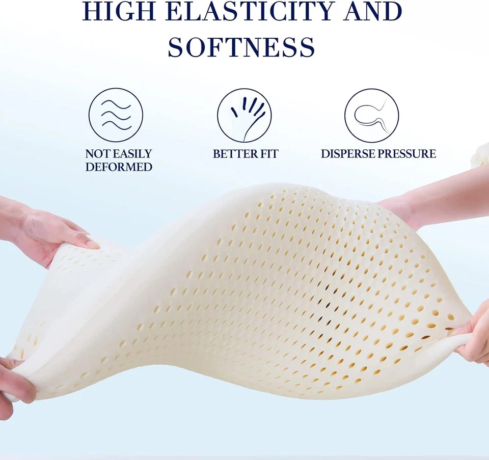 Latex Foam Pillow, Queen Size, Extra Soft Natural Latex Sleeping Pillow, Ivory - Image 4 of 4