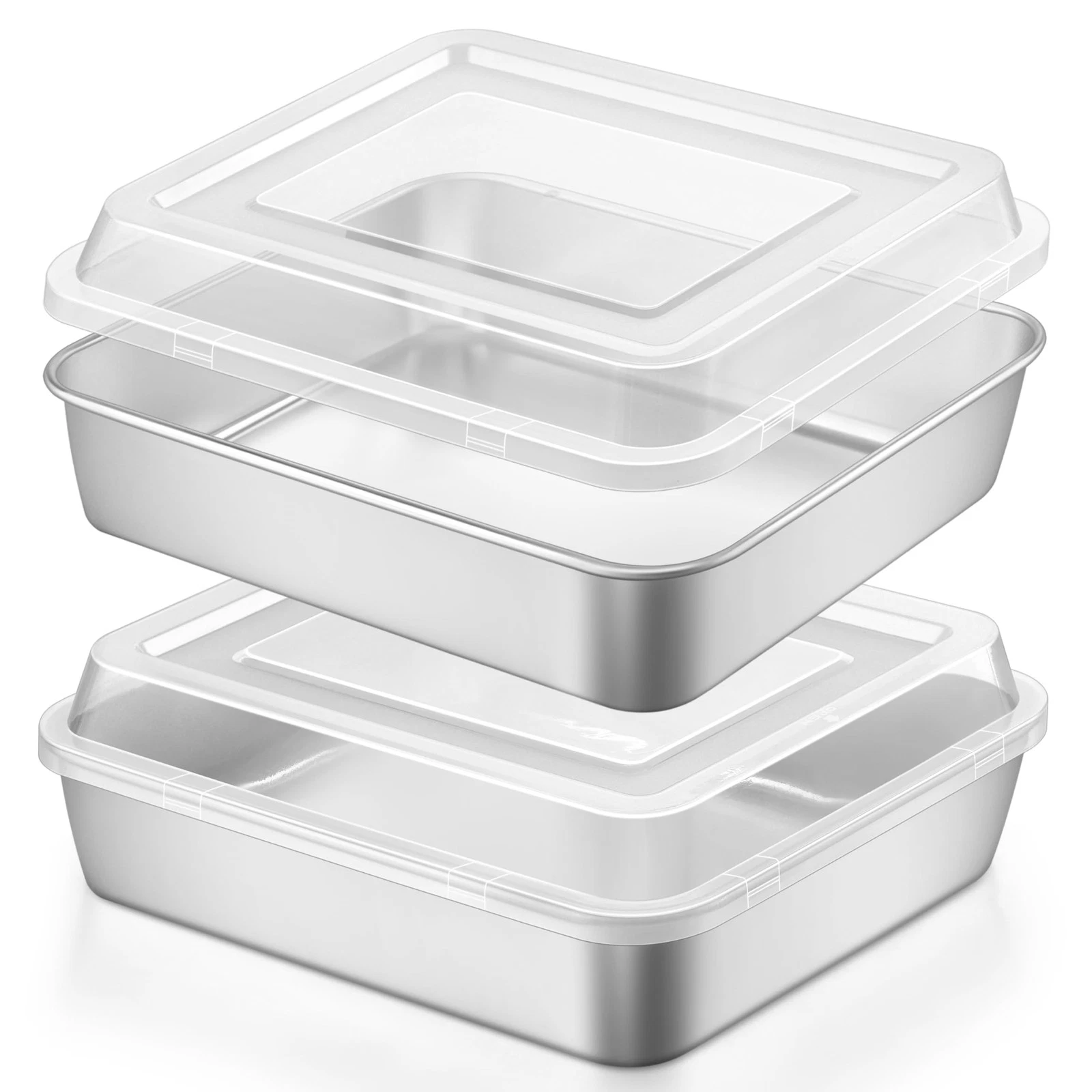 9 x 9 Inch Square Baking Pan, 2 Pack Stainless Steel Square Cake Pan Set with...