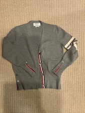 NWOT Thom Browne 4-Bar Wool Cardigan, Womens IT 40