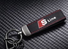 Audi S Line Schlüsselanhänger Leder Schwarz Rot Premium Sport Zubehör