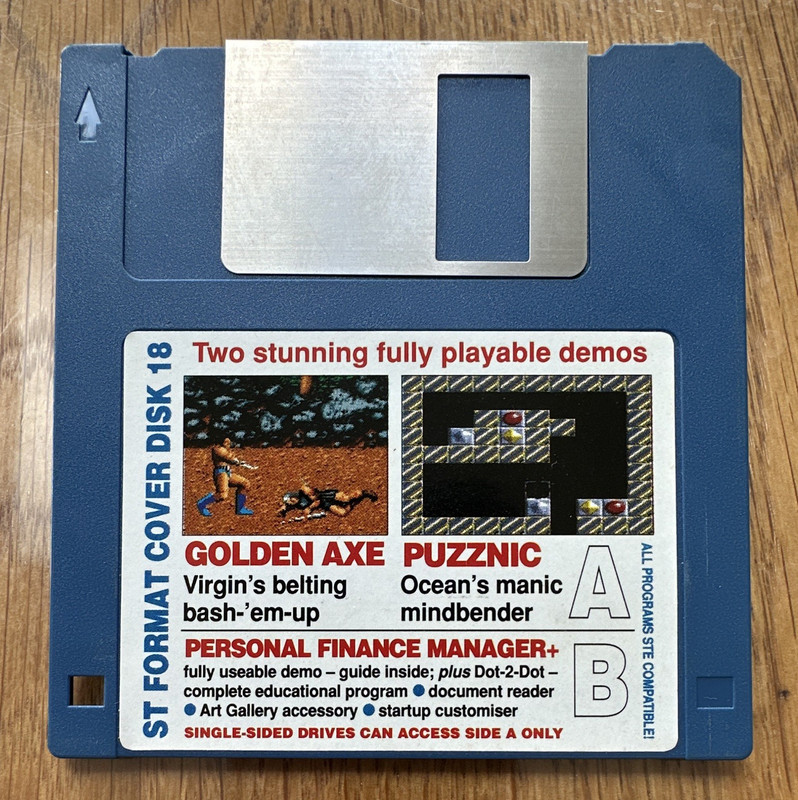 Virgin Atari ST Cover Disk Floppy - Golden Axe Demo Beat 'Em Up Game