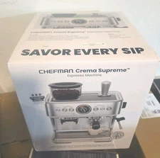 CHEFMAN Crema Supreme Semi-Automatic Espresso Machine RJ54-G-SS Silver (NEW)