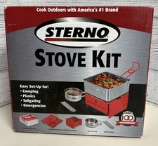 NEW Sterno Stove Kit Stove Canned Heat Folds Down And Stores In Pan