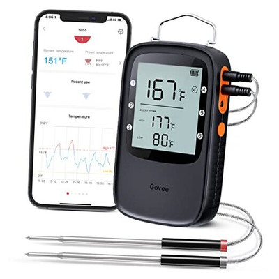  Bluetooth Meat Thermometer, Wireless Meat Thermometer for Smoker Oven, 