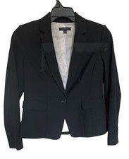 Ann Taylor Blazer Women s Black Single Button Front Lined Vented Career Size 6P