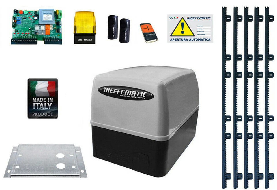 DIEFFEMATIC KIT CANCELLO SCORREVOLE 230V KV4 400KG AUTOMAZIONE AUTOMATISMO + 5MT CREMAGLIERA
