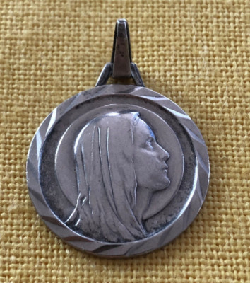Antique Religious Holy Medal Catholic STERLING Blessed Virgin Mother ...
