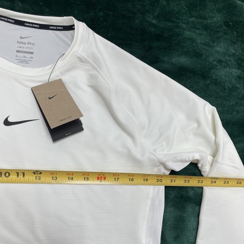 Nike Pro Warm Slim Fit Maglia Allenamento Uomo Taglia XL Bianca Manica Lunga FB7982 - Foto 9 di 9