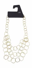 New Multi Layered Gold Tone Hexagon Link Necklace NWT #N2534