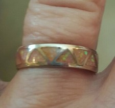 Native American Navajo Opal Ring Band Sterling Sizes 4 to 9
