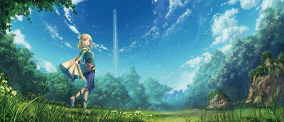 Landscape anime girls sky clouds leadale no daichi nite Custom Gaming Mat Desk