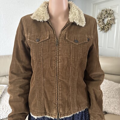 vtg y2k ABERCROMBIE & FITCH sherpa trim insulated corduroy trucker