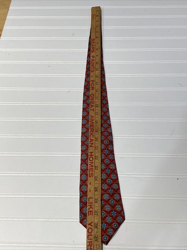 Bullock and Jones of San Francisco Tie All Silk Made in France Red Design - Picture 6 of 12