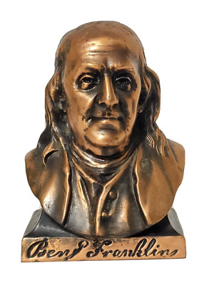 VTG Limited Chicago Ben Franklin Compliment Collectors Copper Bank Bookends