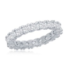 Sterling Silver 3mm CZ Eternity Band Ring