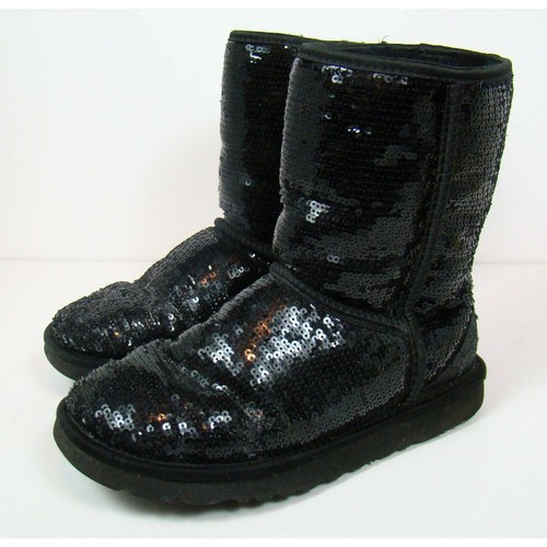 Winter Boots Black Sequin Mid Calf 