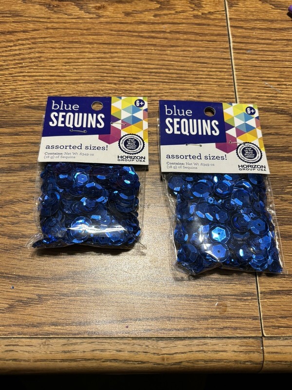 2 Bags Of Blue Sequins - Assorted Sizes (.6349 Oz)