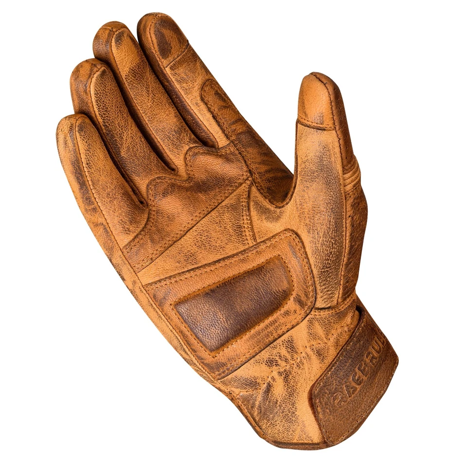 Guantes de moto cuero marrón perforada - Imagen 3 de 4