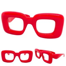 Oversized Exaggerated Retro Clear Lens EYE GLASSES Large Super Thick Red Frame