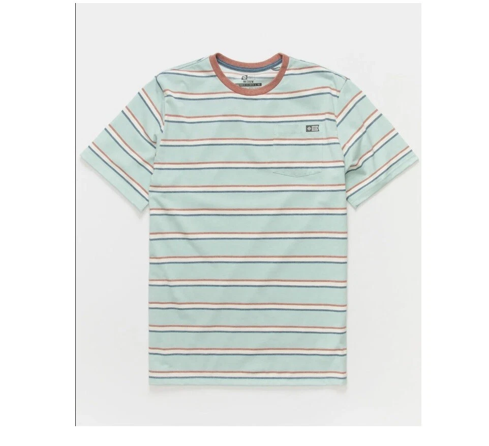 Salty Crew NEW Turquoise Striped Premium Technical Tee UPF 40+ UVA/UVB, Large