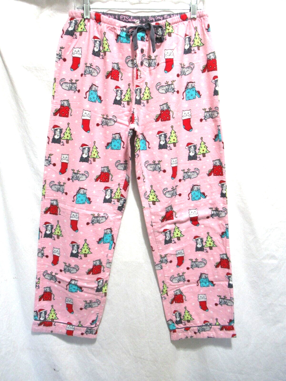 P.J. Salvage Size Medium Christmas Time Presents Kitty Flannel Pajama Bottoms