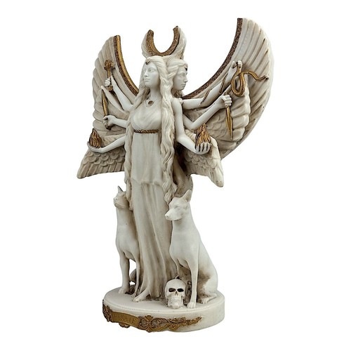 Hecate Triple Goddess of Magic Night Moon Sculpture Statue Grey Patina 11.8in - Picture 2 of 11