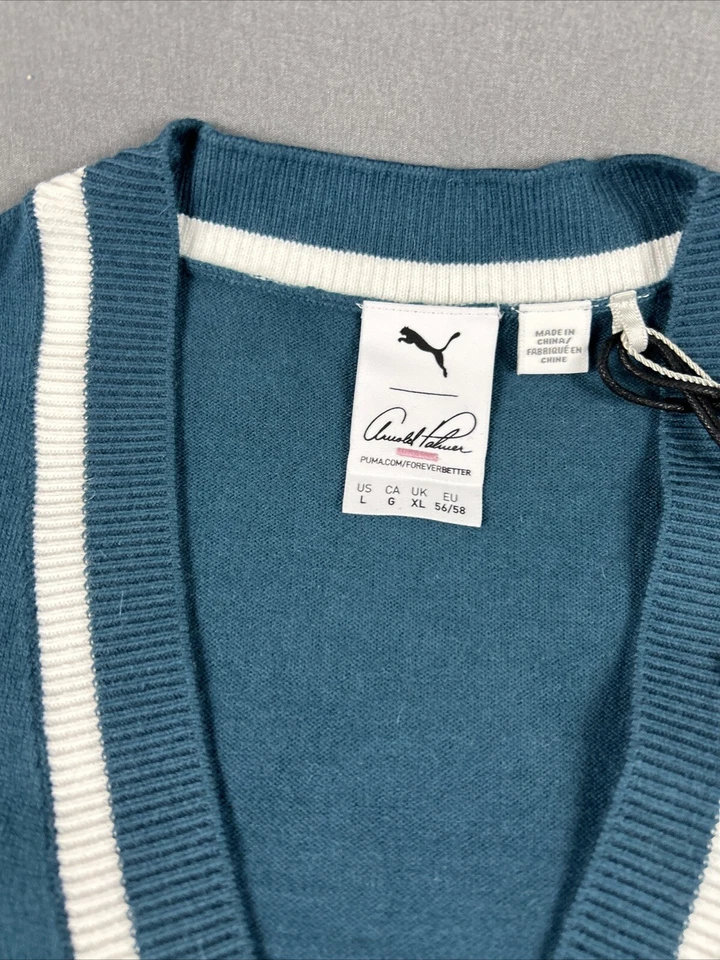 Suéter Cárdigan Puma Golf Arnold Palmer Logo Grande Azul Legión Nuevo con Etiquetas Precio de venta sugerido por el fabricante 140 USD Foto 4 de 4
