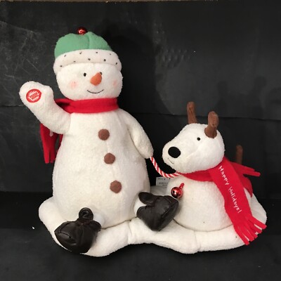 Hallmark 2004 Jingle Pals Singing Snowman and Dog Sings Dances Batteries  R In