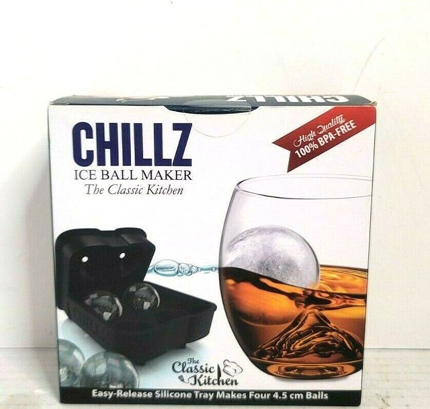 CHILLZ ICE BALL MAKER THE CLASSIC KITCHEN MAKES 4 ICE BALLS BRAND NEW