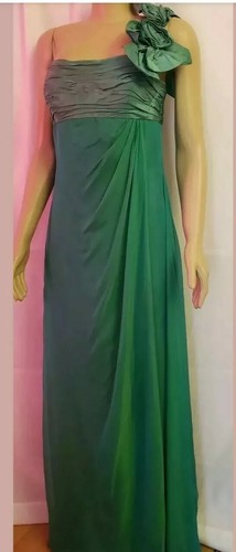 DESIGNER Woman Green Maxi Gown Dress Sz 