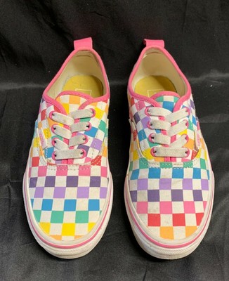 pastel rainbow checkered vans
