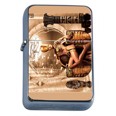 Egyptian Pin Up Girls D3 Flip Top Oil Lighter Wind Resistant Flame Fantasy